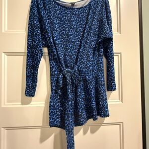 Ann Taylor Blue Leopard Print Top